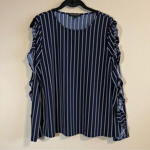 ✨ Banana Republic Women’s Navy Blue & White Striped Long Sleeve Blouse Small